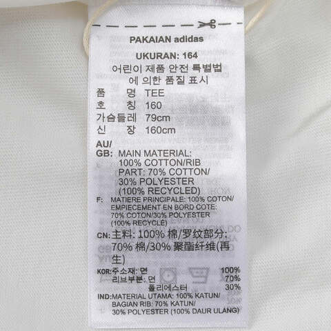 Adidas Kids阿迪儿童2026男大童TEE针织无领短TIX5266