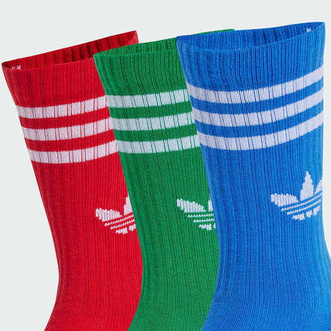 adidas Originals阿迪三叶草2025女小童CREW SOCK 3P中袜优惠装JJ1991