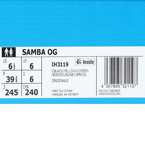 adidas Originals阿迪三叶草2025中性SAMBA OGENERGYIH3119