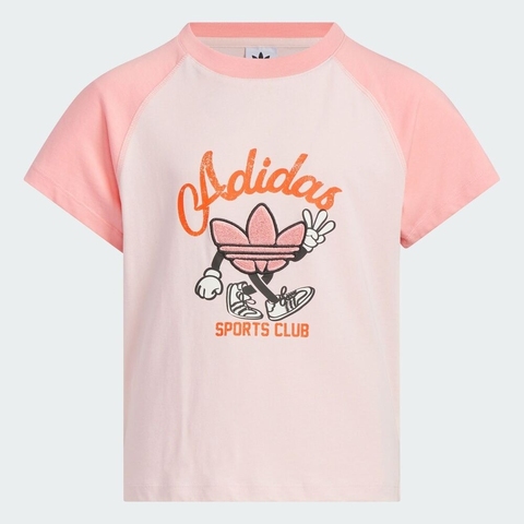 adidas Originals阿迪三叶草小童2025女大童JG TEE SS针织无领短TJV5293