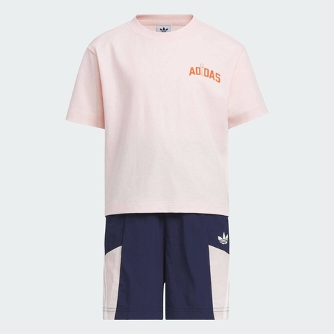 adidas Originals阿迪三叶草小童2025女小童LK KN TEE SET短袖套服KC1507