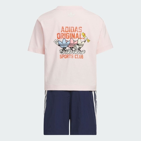 adidas Originals阿迪三叶草小童2025女小童LK KN TEE SET短袖套服KC1507