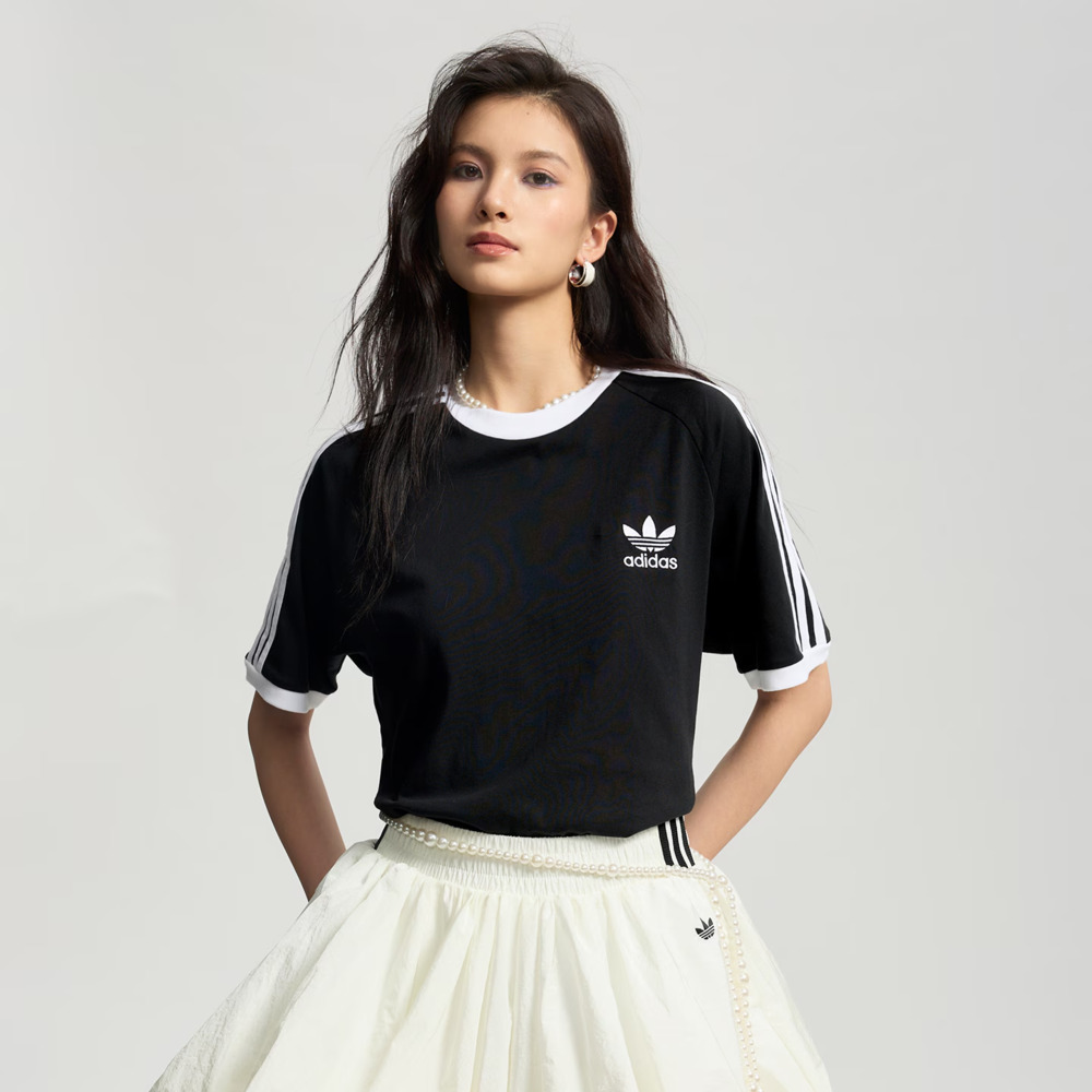 Adidas Original阿迪三叶草2026男子3-STRIPES TEE针织无领短TKB2459