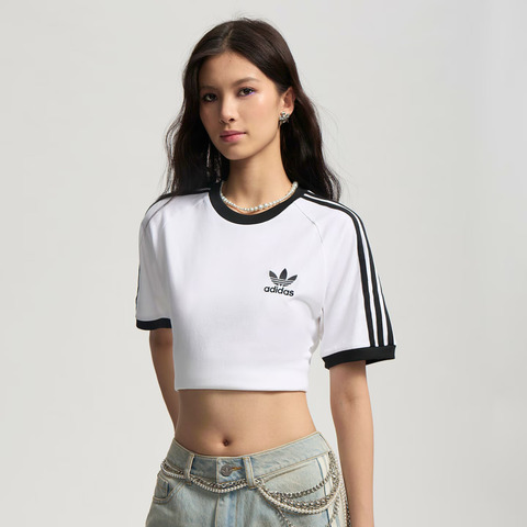 Adidas Original阿迪三叶草2026男子3-STRIPES TEE针织无领短TKB2460