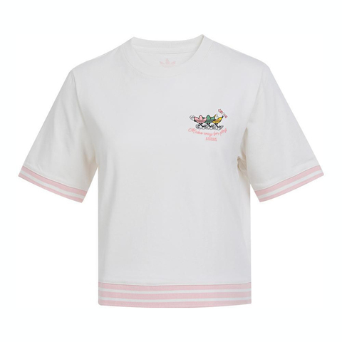 adidas Originals阿迪三叶草2025女大童JG CROP TEE针织无领短TJV5290