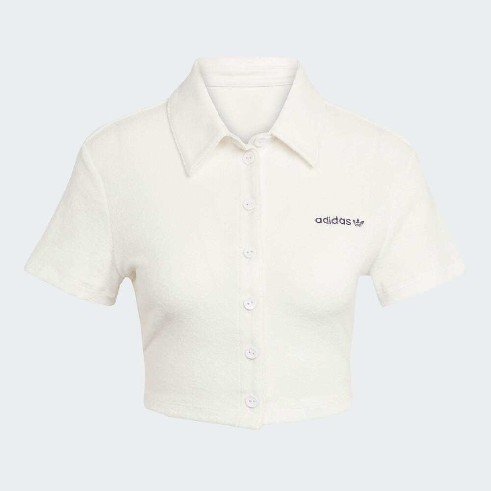 adidas Originals阿迪三叶草2025女子TOWEL TEE针织有领短TJC5334