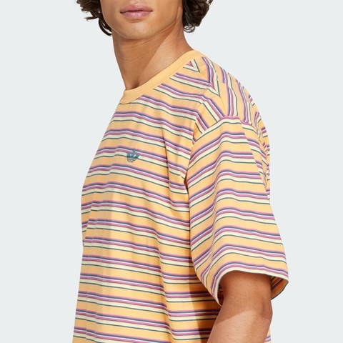 adidas Originals阿迪三叶草2025男子STRIPE TEE针织无领短TKB8356