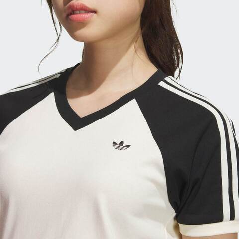 adidas Originals阿迪三叶草2025女子V NECK TEE针织无领短TKF0316