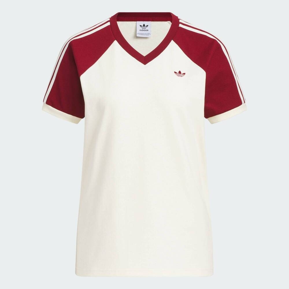 adidas Originals阿迪三叶草2025女子V NECK TEE针织无领短TKE6163