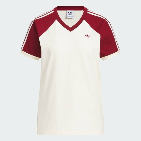 adidas Originals阿迪三叶草2025女子V NECK TEE针织无领短TKE6163