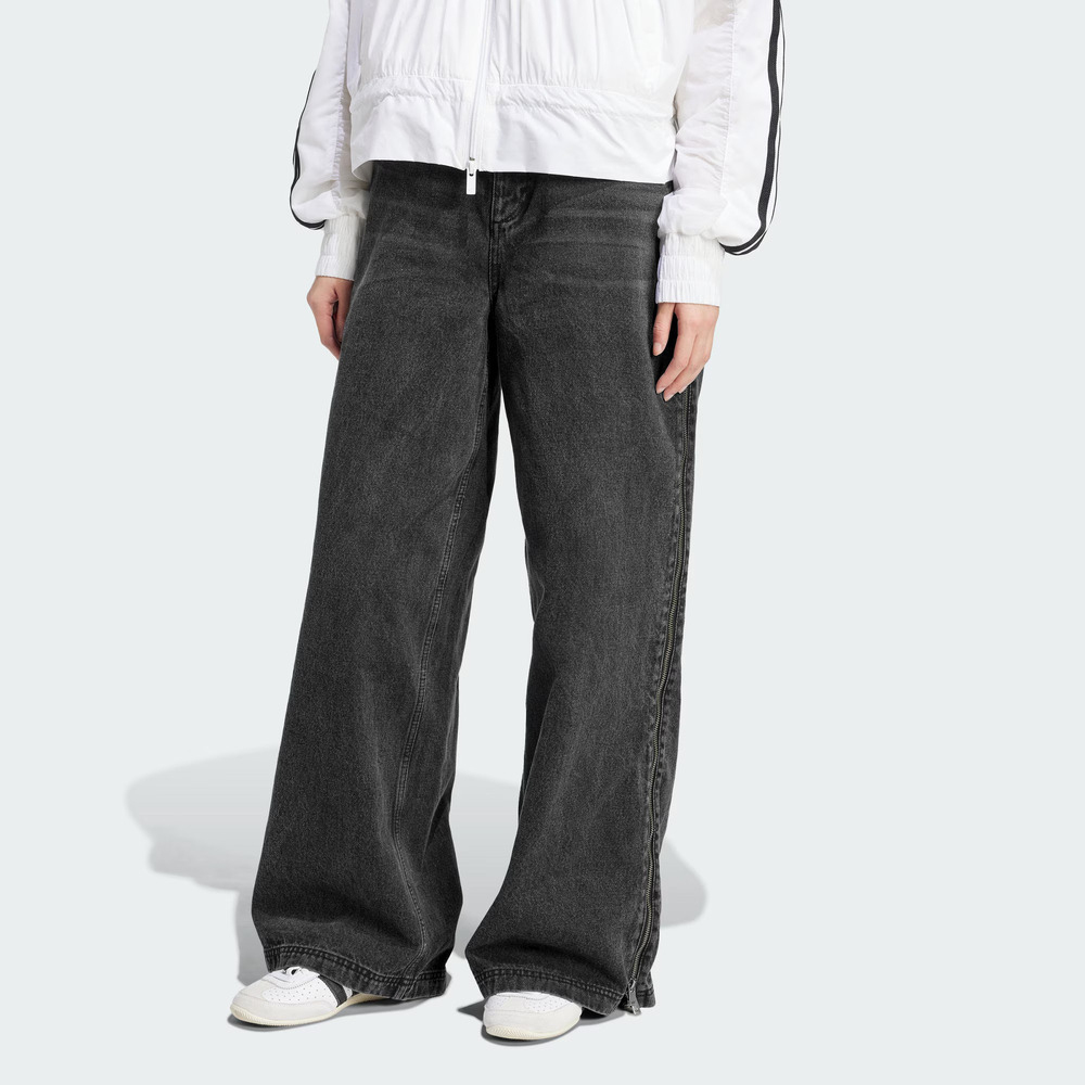 adidas Originals阿迪三叶草2025女子DENIM ZIP PANT牛仔长裤JX9211