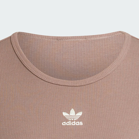 adidas Originals阿迪三叶草2025女子ESS RIB TEE针织无领短TJC9030