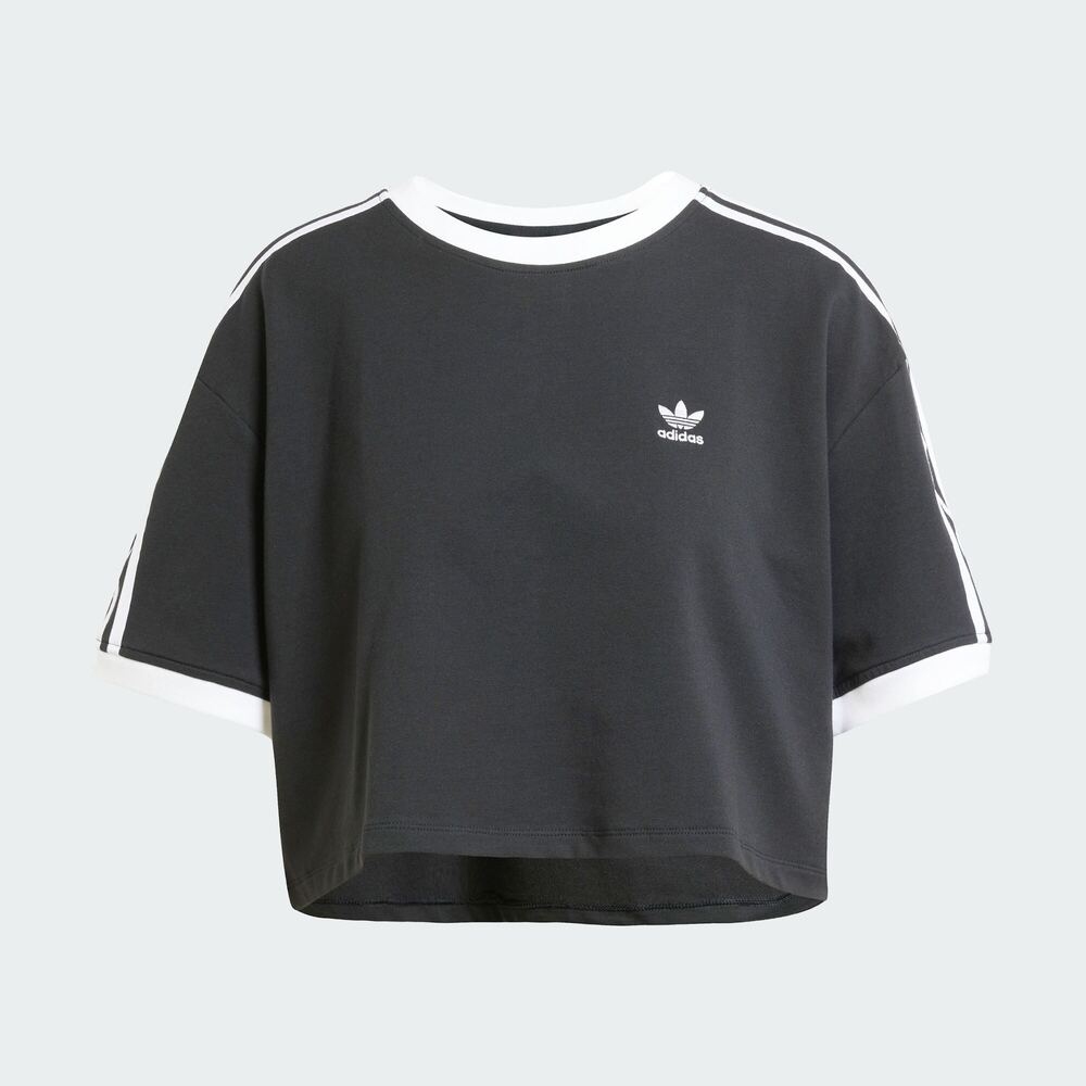 adidas Originals阿迪三叶草2025女子3S LOOSE CROP T针织无领短TJC8149