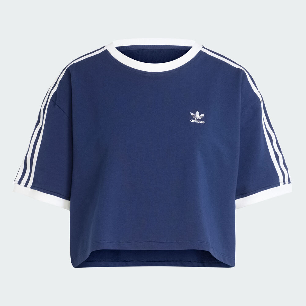 adidas Originals阿迪三叶草2025女子3S LOOSE CROP T针织无领短TJC8151
