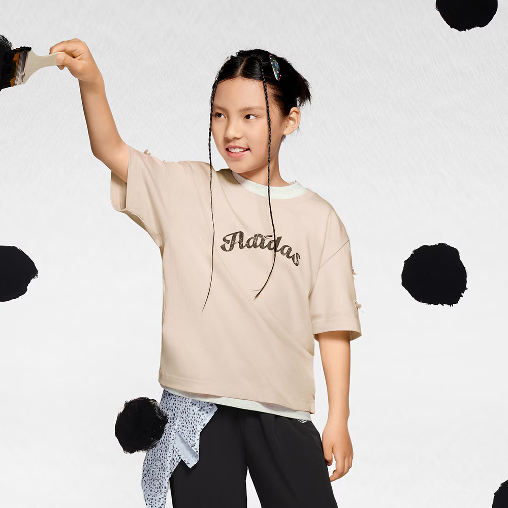 adidas Originals阿迪三叶草2025女大童JG 101 TEE针织无领短TKG6626