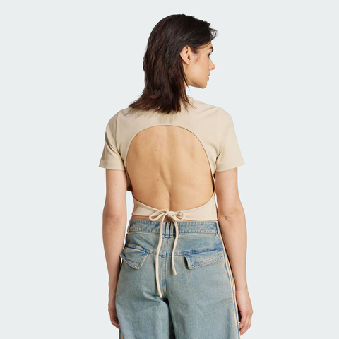 adidas Originals阿迪三叶草2025女子CUT OUT RIB TEE针织无领短TKC8803