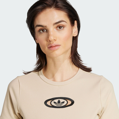 adidas Originals阿迪三叶草2025女子CUT OUT RIB TEE针织无领短TKC8803