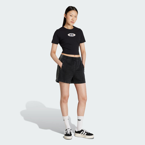 adidas Originals阿迪三叶草2025女子CUT OUT RIB TEE针织无领短TKC8804