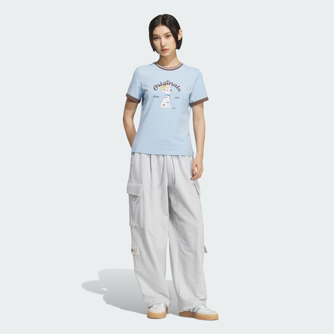 adidas Originals阿迪三叶草2025女子W RINGER TEE针织无领短TKG6697