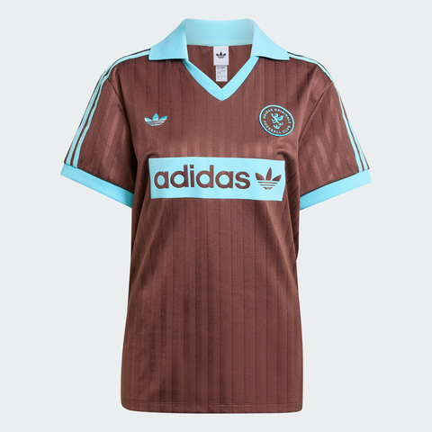 adidas Originals阿迪三叶草2025女子FOOTBALL TEE针织有领短TJY3542