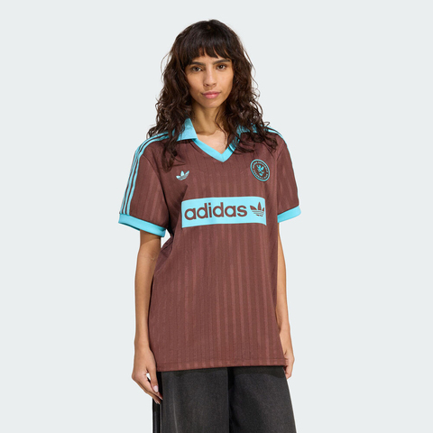 adidas Originals阿迪三叶草2025女子FOOTBALL TEE针织有领短TJY3542