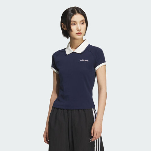 adidas Originals阿迪三叶草2025女子SHORT POLO针织有领短TKF9610