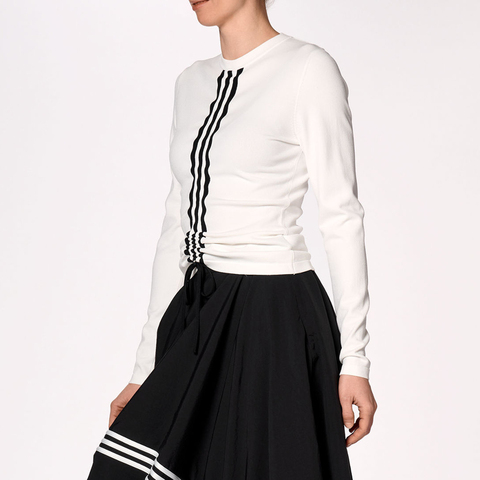 adidas Originals阿迪三叶草2025女子FITTED CINCH LS针织无领长TKD4760