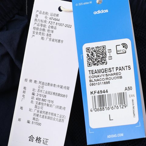 adidas Originals阿迪三叶草2025男子TEAMGEIST PANTS梭织长裤KF4944