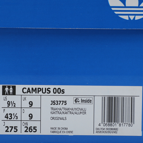 adidas Originals阿迪三叶草2025中性CAMPUS 00sORI-CLASSICJS3775