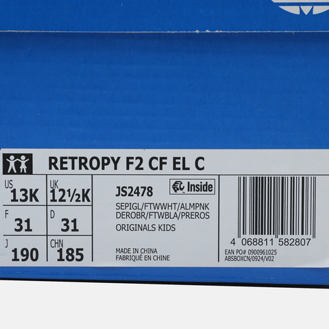 adidas Originals阿迪三叶草2025女小童RETROPY F2 CF EL C三叶草童装JS2478