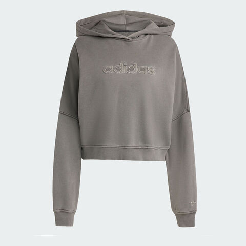 adidas Originals阿迪三叶草2025女子CROP HOODIE针织连帽卫衣JW7296
