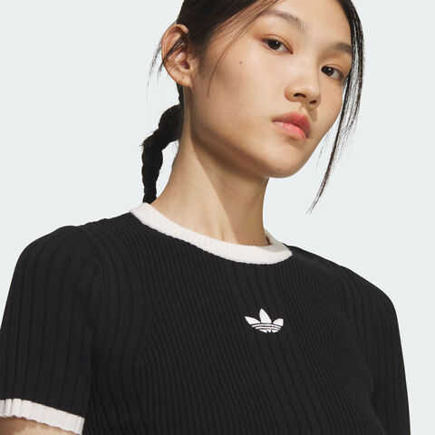 adidas Originals阿迪三叶草2025女子TIGHT TEE SS针织无领短TKS6110