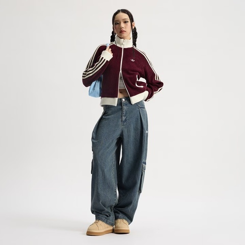 adidas Originals阿迪三叶草2025女子VELOUR KNIT TT针织无帽外套KS0400