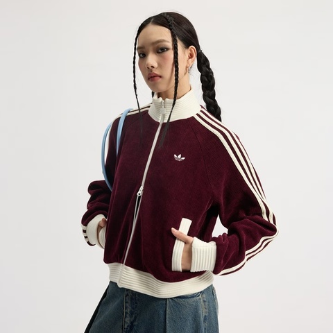 adidas Originals阿迪三叶草2025女子VELOUR KNIT TT针织无帽外套KS0400
