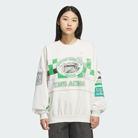 adidas Originals阿迪三叶草2025男子COURT CREW针织无帽卫衣KG3144