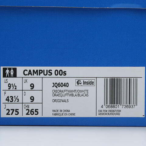 adidas Originals阿迪三叶草2025中性CAMPUS 00sORI-CLASSICJQ6040