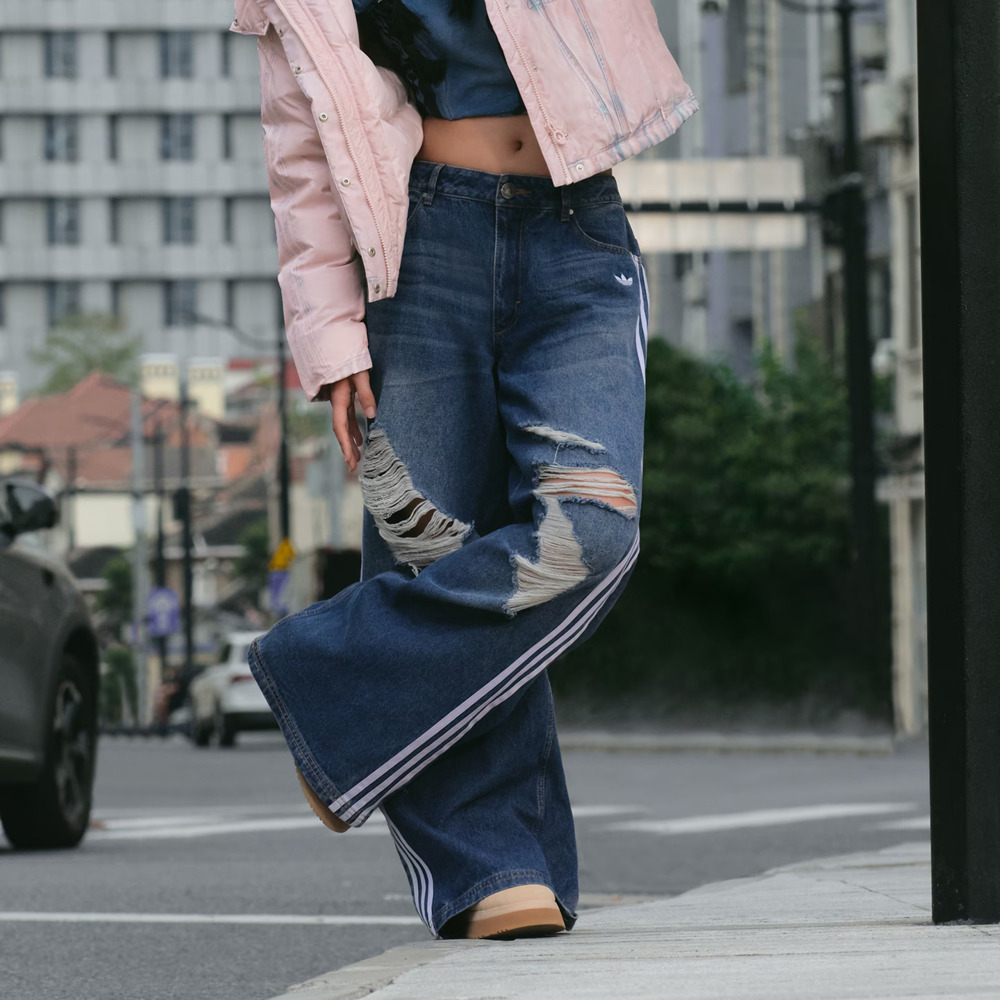 adidas Originals阿迪三叶草2025女子DENIM PANTS牛仔长裤KE3300