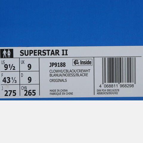 adidas Originals阿迪三叶草2025中性SUPERSTAR IIORI-CLASSICJP9188