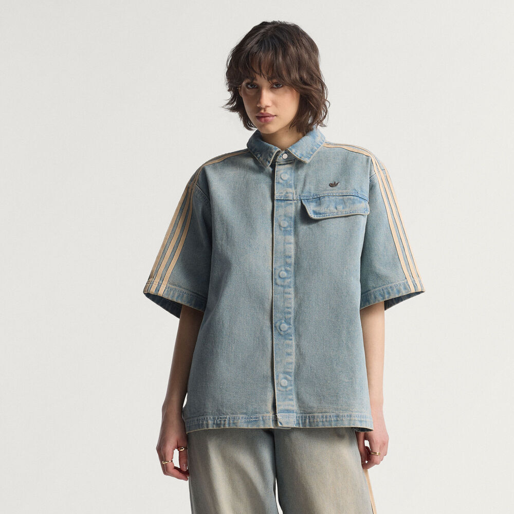 adidas Originals阿迪三叶草2025女子P ESS DENIM SS短袖衬衫JY2871