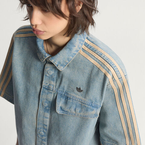 adidas Originals阿迪三叶草2025女子P ESS DENIM SS短袖衬衫JY2871