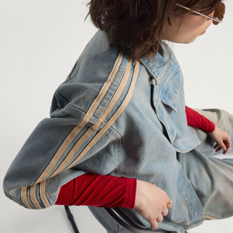 adidas Originals阿迪三叶草2025女子P ESS DENIM SS短袖衬衫JY2871