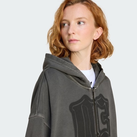 adidas Originals阿迪三叶草2025女子GFX HOODIE针织连帽卫衣KE3302