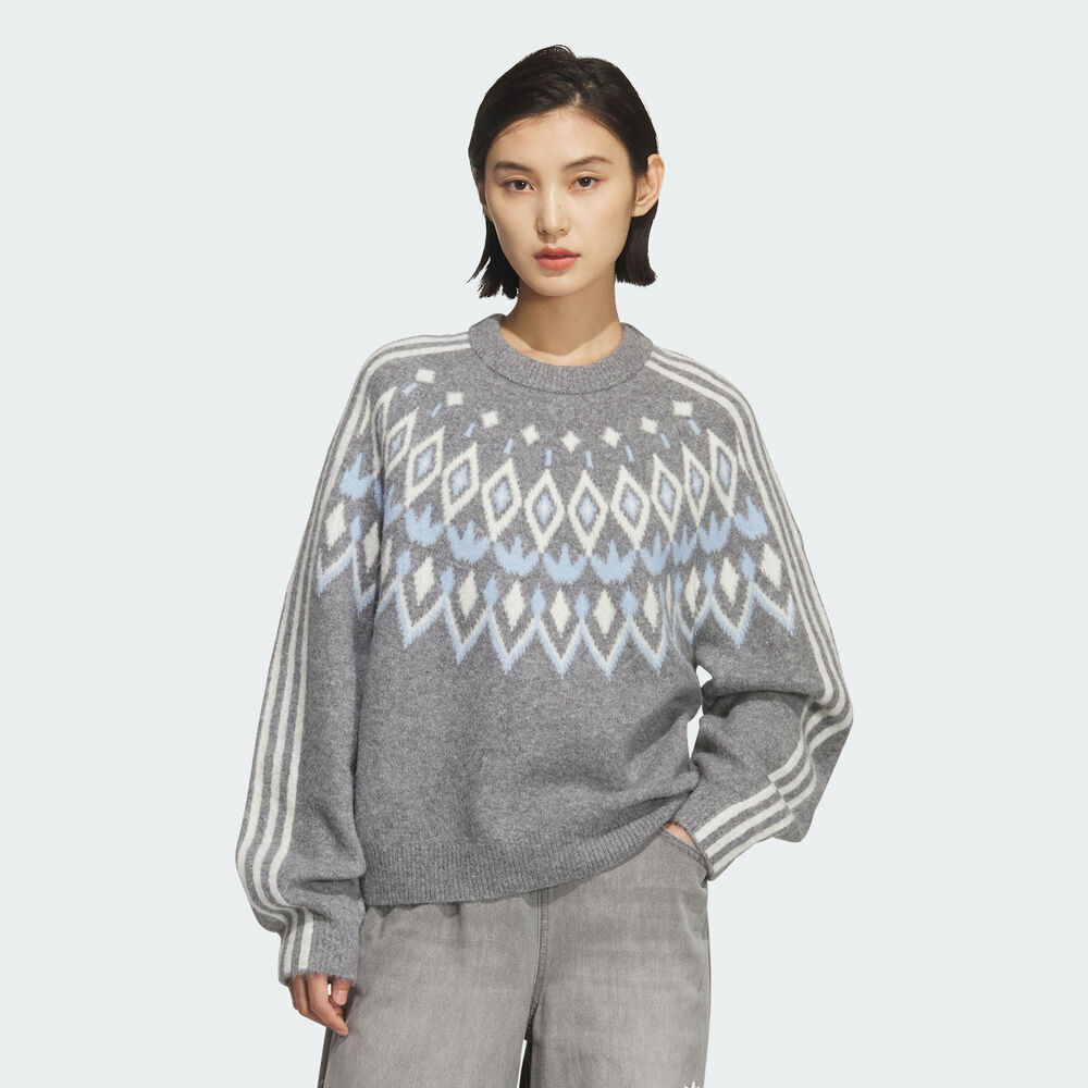 adidas Originals阿迪三叶草2025女子FAIR ISLE CREW毛线套头衫KS5964