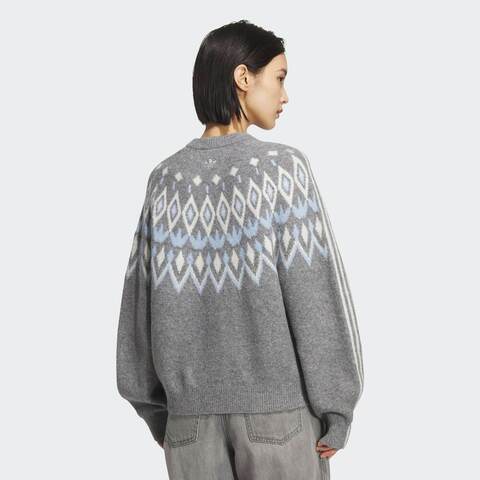 adidas Originals阿迪三叶草2025女子FAIR ISLE CREW毛线套头衫KS5964