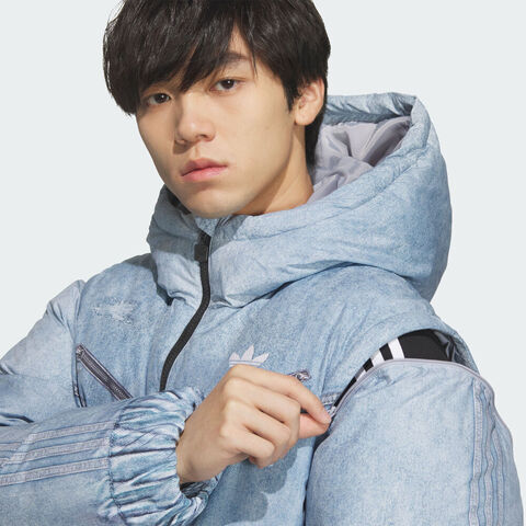 adidas Originals阿迪三叶草2025男子FK DENIM DOWN J厚羽绒服-短KC2632