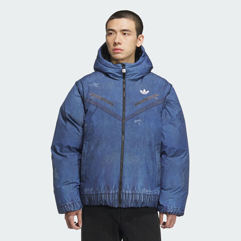 adidas Originals阿迪三叶草2025男子FK DENIM DOWN J厚羽绒服-短KC2633