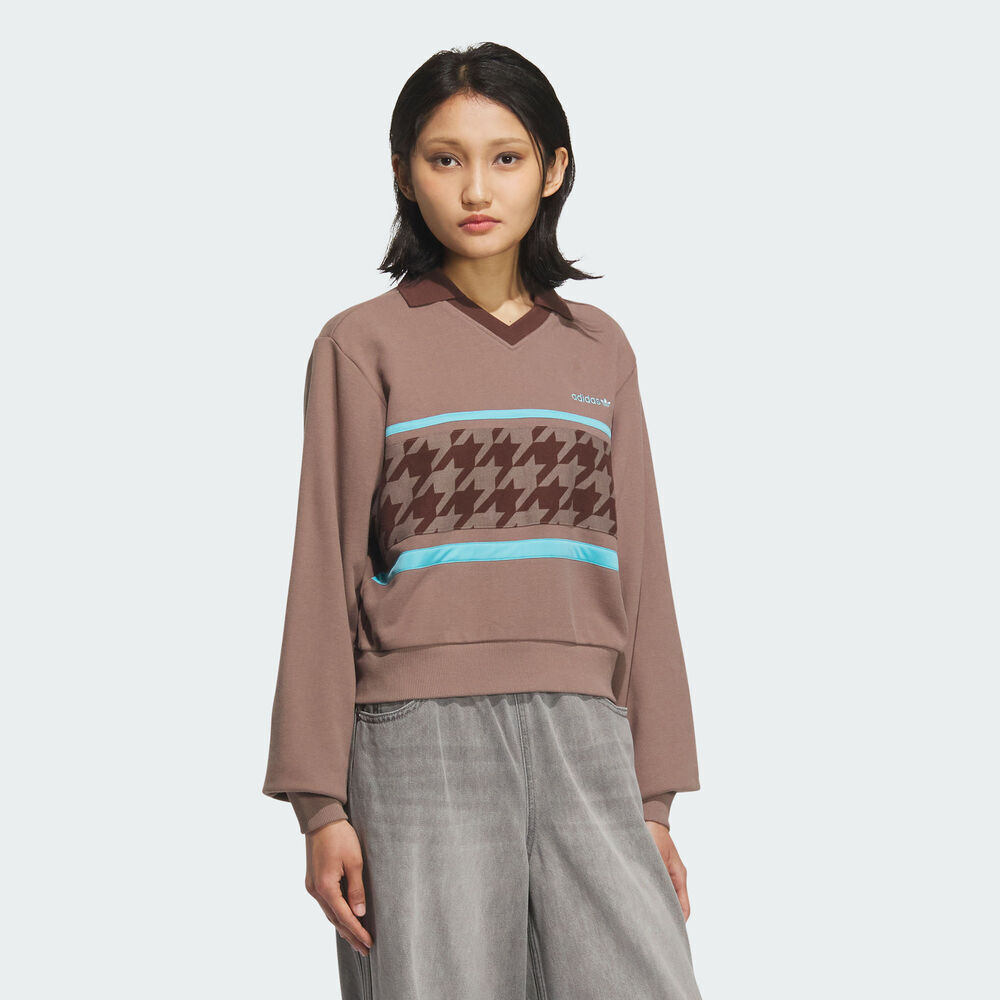 adidas Originals阿迪三叶草2025女子HTTH SWEAT CREW针织无帽卫衣KC2690