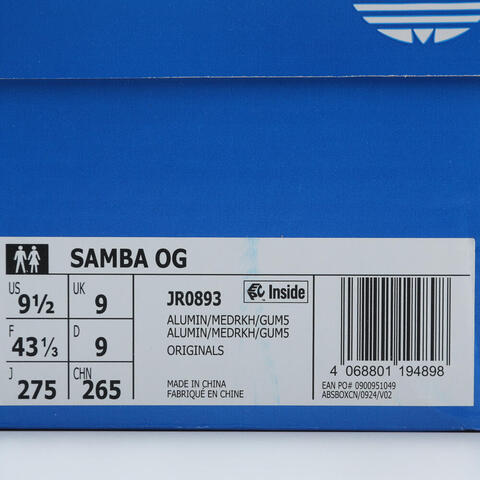 adidas Originals阿迪三叶草2025中性SAMBA OGORI-CLASSICJR0893