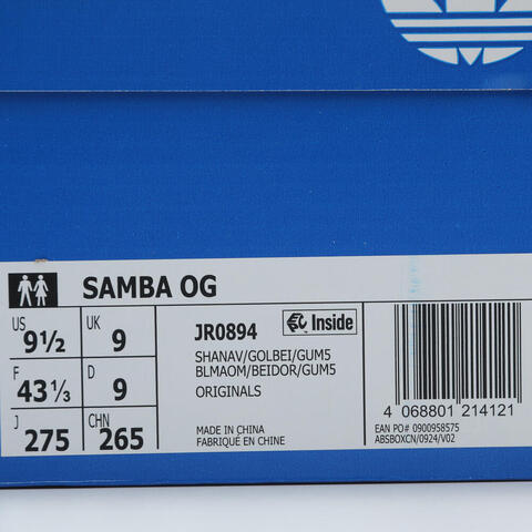 adidas Originals阿迪三叶草2025中性SAMBA OGORI-CLASSICJR0894