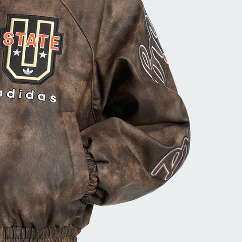 adidas Originals阿迪三叶草2025女子LEATHER JKT薄棉服KF2307